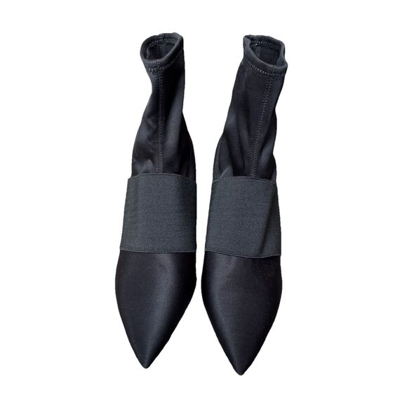 Nine West Women Black With Chrome Chunky Heel Delayna Fabric Ankle Boot Size 9M - Picture 4 of 5